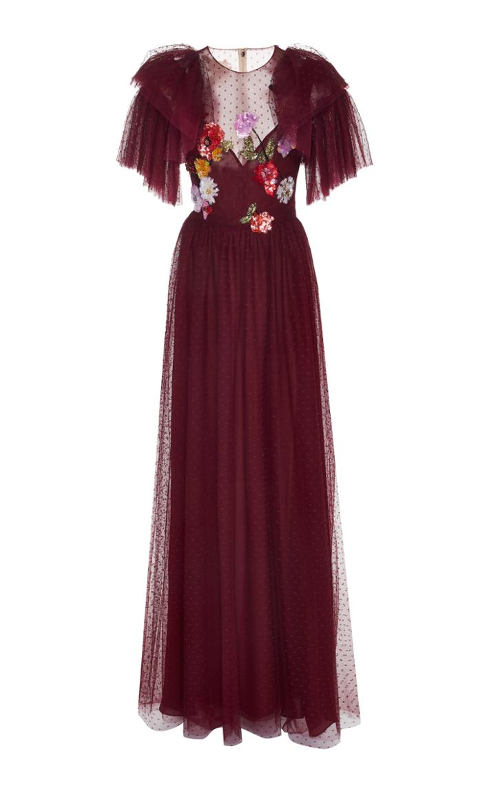 Monique Lhuillier Tiered Point D'espirit Gown