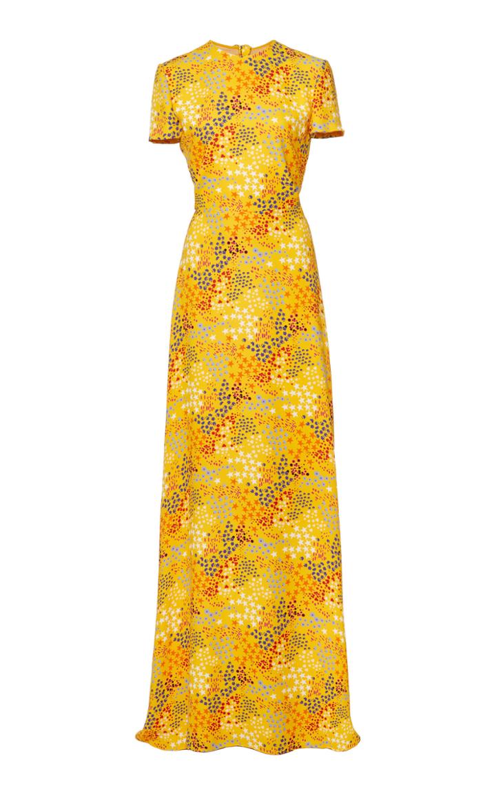 Carolina Herrera Open-back Printed Crepe De Chine Gown