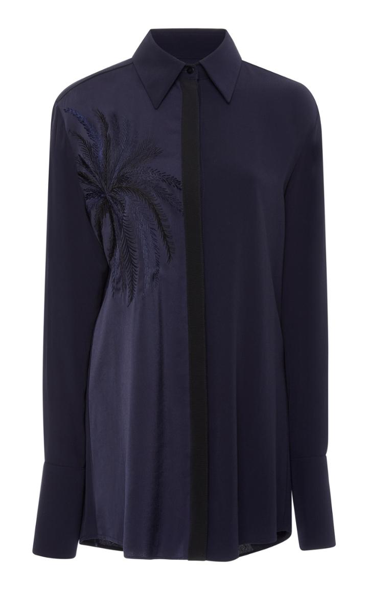 Victoria Victoria Beckham Emroidered Straight Button Front Shirt