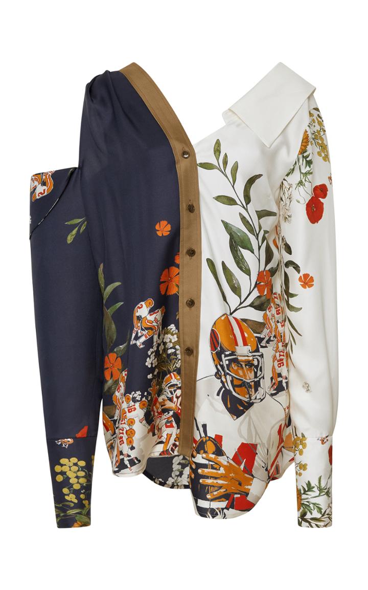 Monse Football And Floral-print Silk Blouse
