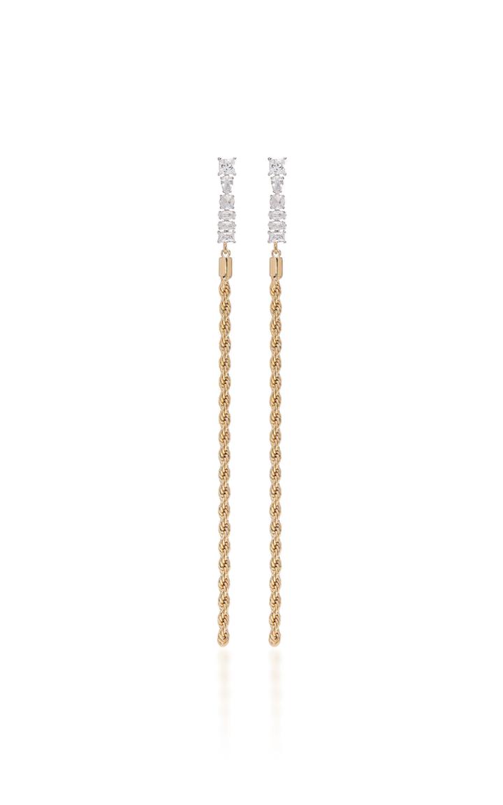 Fallon Linear Gold-tone Crystal Drop Earrings