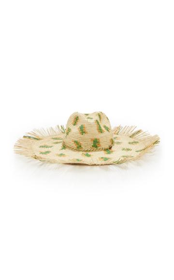Sensi Studio Exclusive Frayed Leopard-print Straw Panama Hat