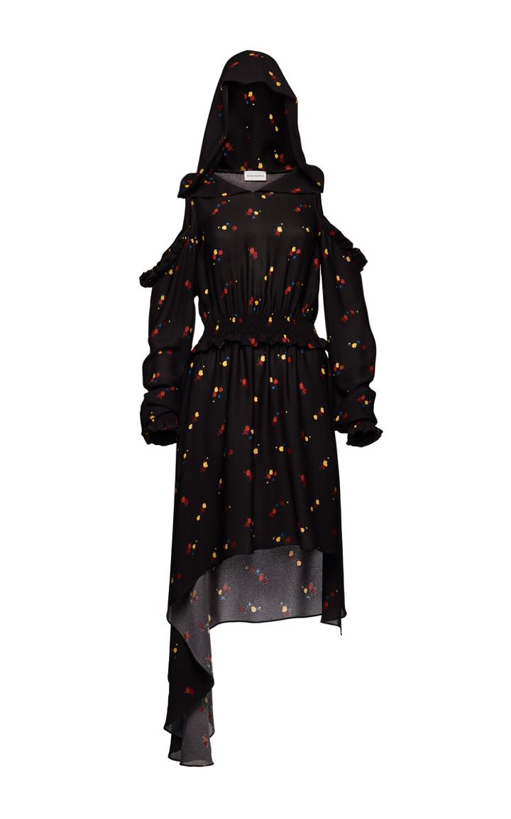 Magda Butrym Floral Cold Shoulder Hooded Dress