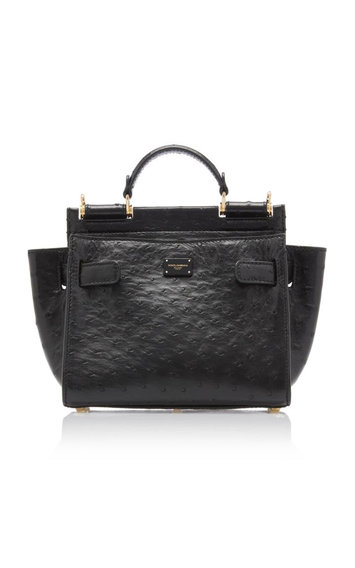 Moda Operandi Dolce & Gabbana Sicily Medium Soft Ostrich Leather Top Handle Bag