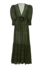 Adriana Degreas Polka Dot Flared Silk Maxi Dress