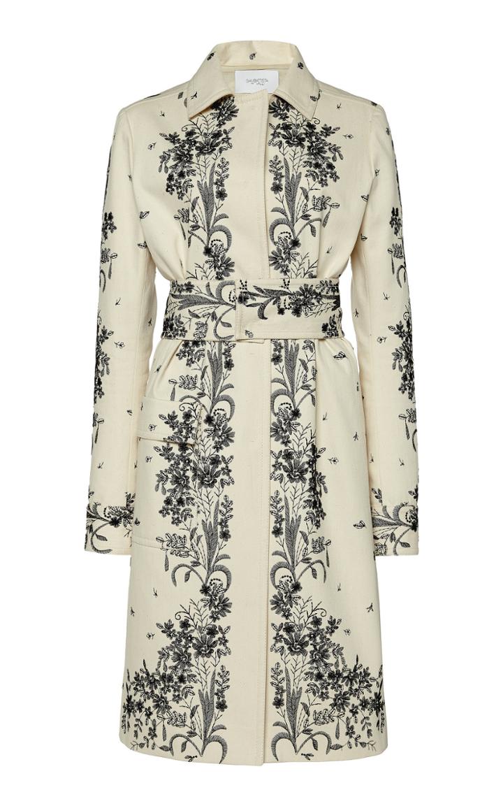 Moda Operandi Giambattista Valli Printed Two-tone Midi Crepe Coat Size: 40