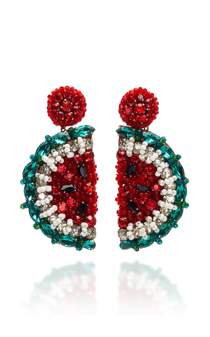 Deepa Gurnani Watermelon Glass Drop Earrings