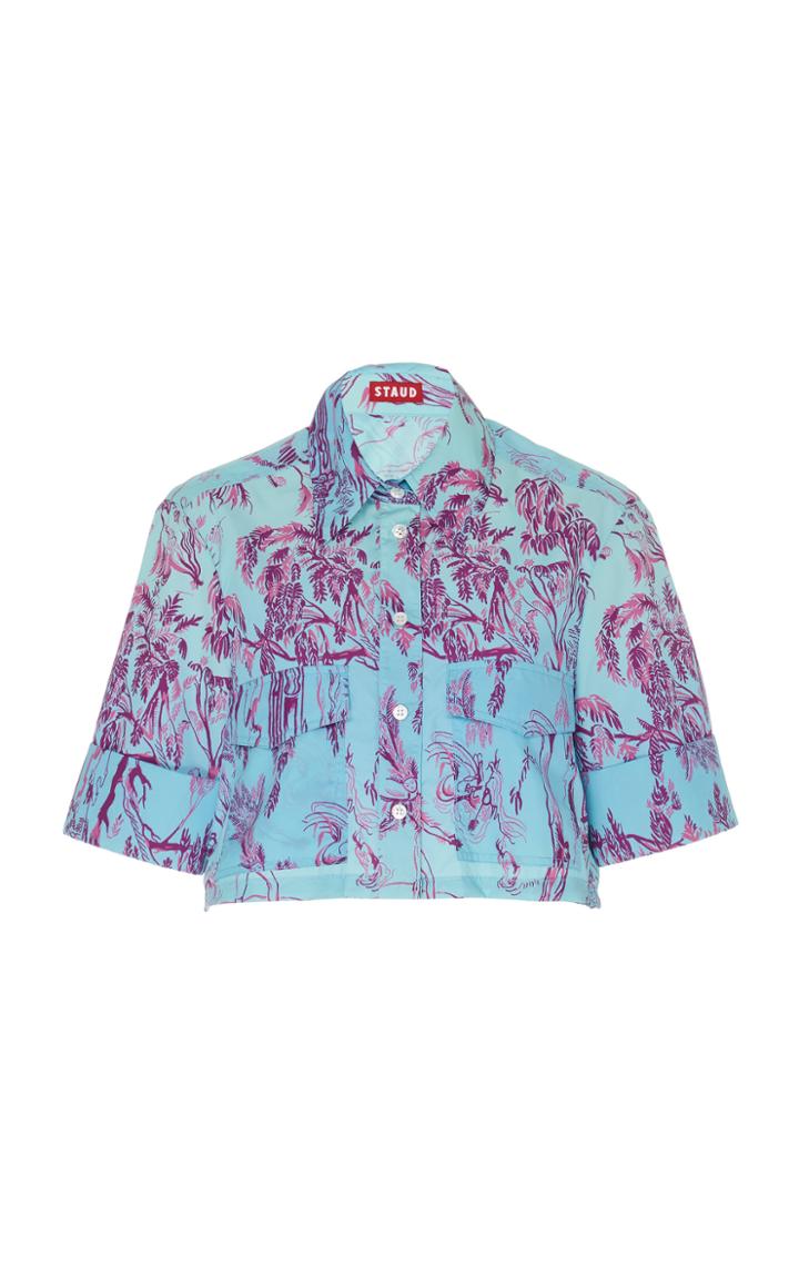 Moda Operandi Staud Rue Cropped Printed Broadcloth Top Size: Xs