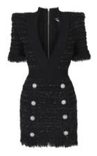 Balmain Frayed Tweed Mini Dress Size: 34