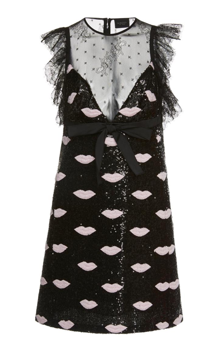 Giambattista Valli Sequin Lips Mini Dress