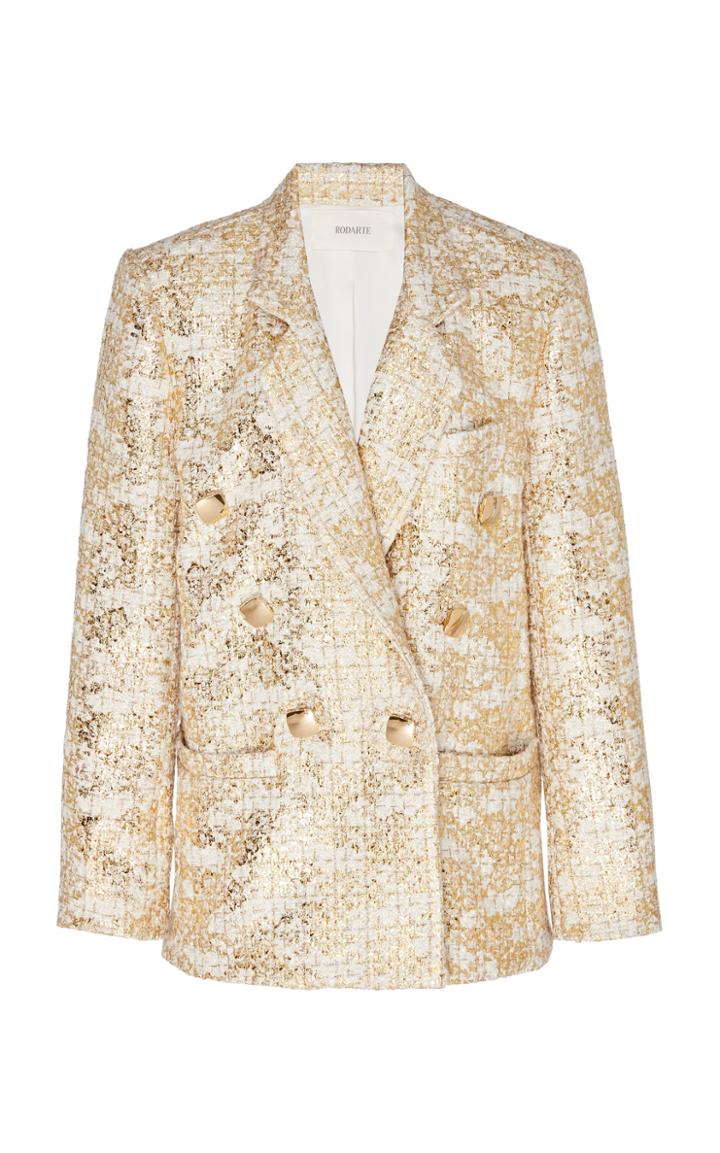 Moda Operandi Rodarte Double-breasted Metallic Tweed Blazer Size: Xs