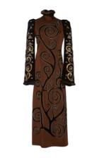 Andrew Gn Bead Embroidered Dress With Mink Trim