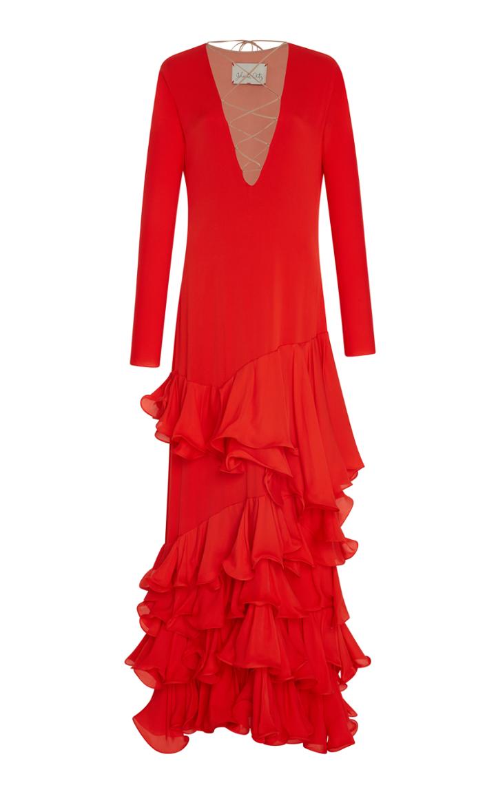 Johanna Ortiz Mirasol Chili Crepe De Chine Dress