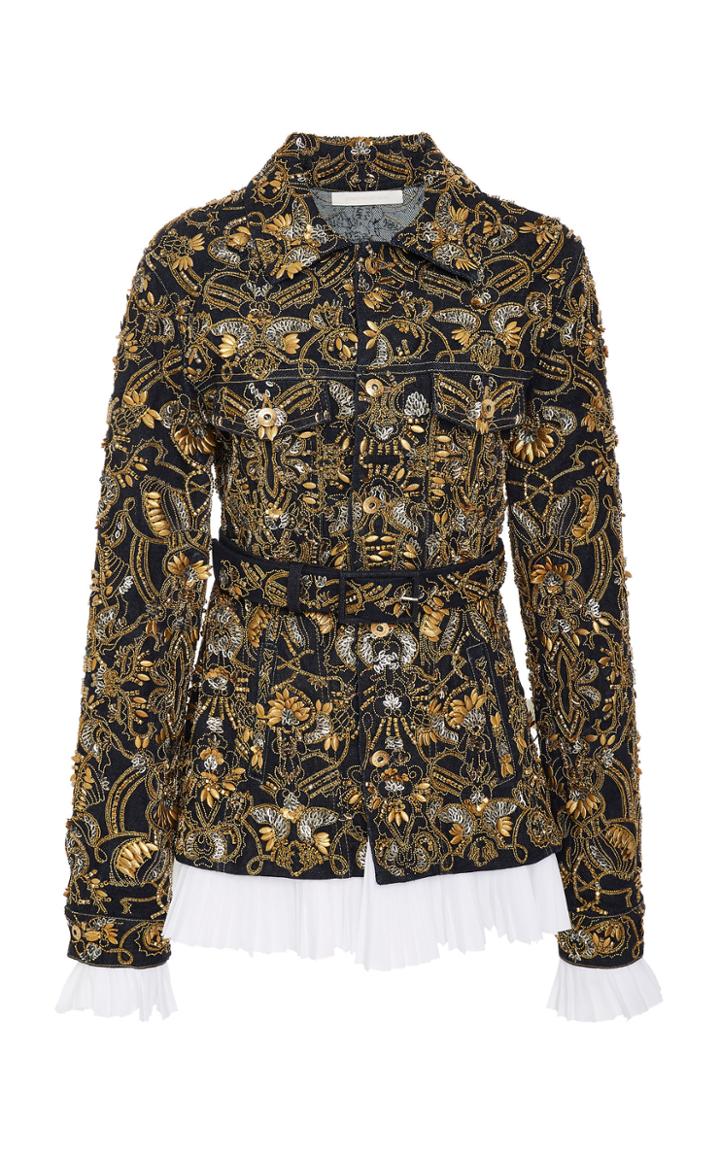 Jonathan Simkhai Metal Embroidery Denim Basque Jacket