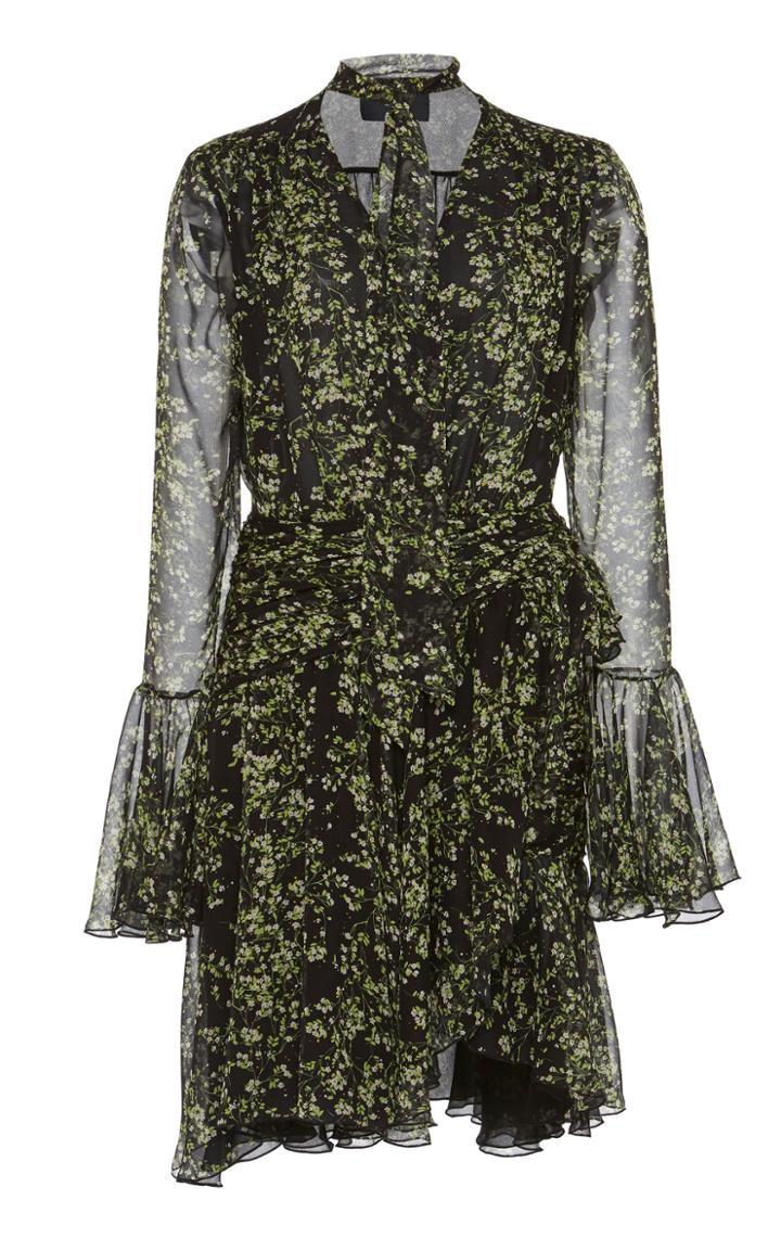 Giambattista Valli Scarf-detailed Floral-print Silk-chiffon Mini Dress
