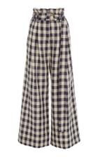 Lee Mathews Mary Check Linen Wide Leg Pant