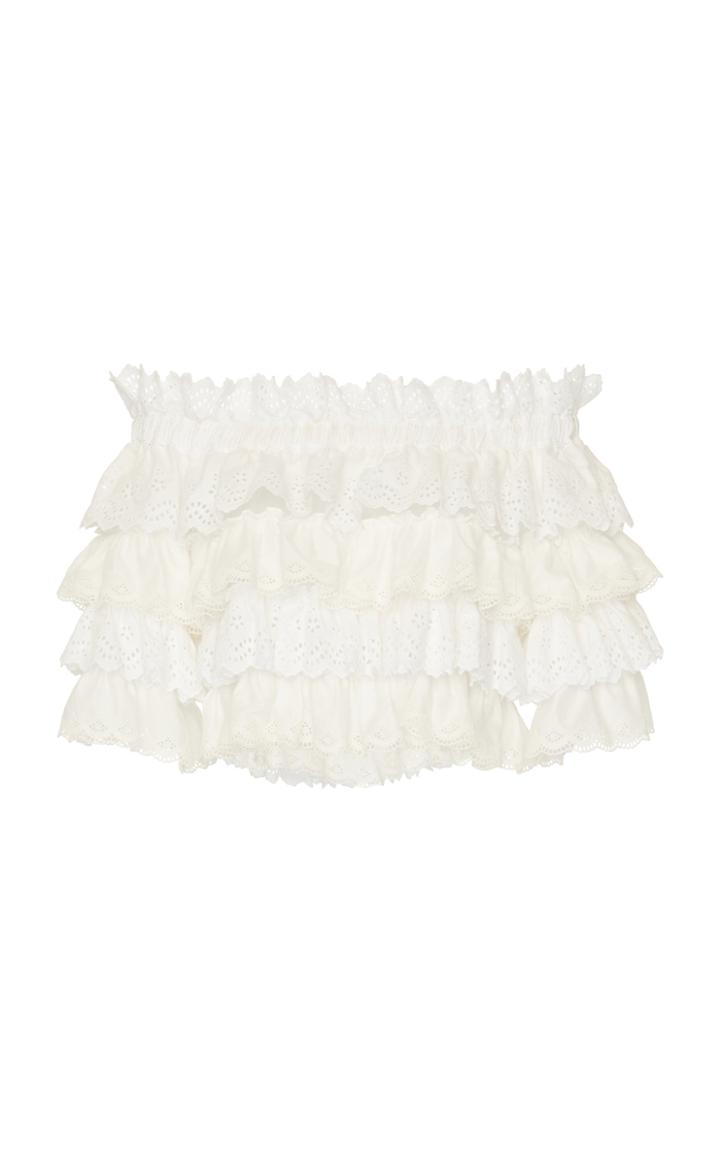 Dolce & Gabbana Tiered Ruffle Off-the-shoulder Lace Top