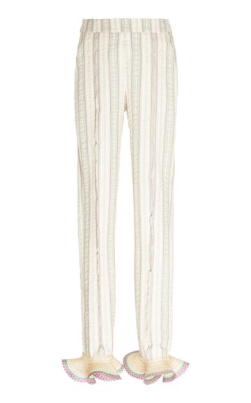 Rosie Assoulin Straw-brimmed Cotton-blend Mid-rise Pants