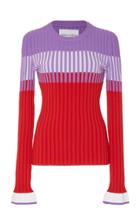Prabal Gurung Long Sleeve Ribbed Knit Top