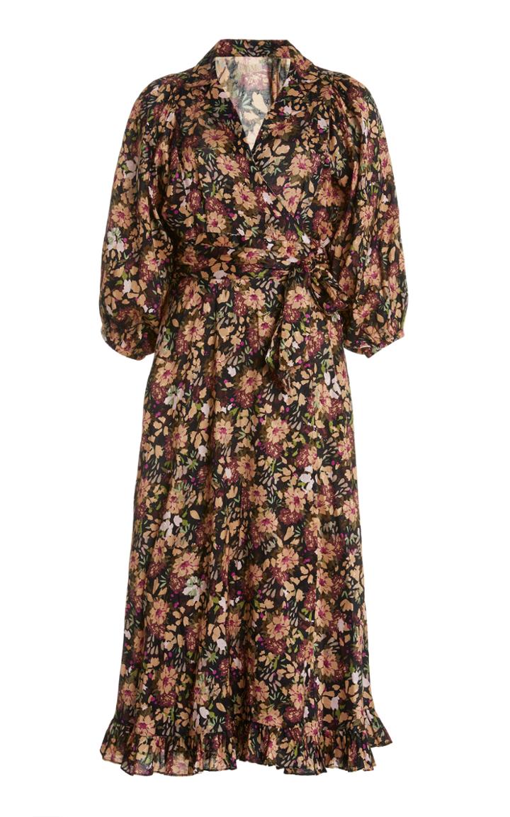 Moda Operandi Bytimo Floral Jacquard Wrap Dress