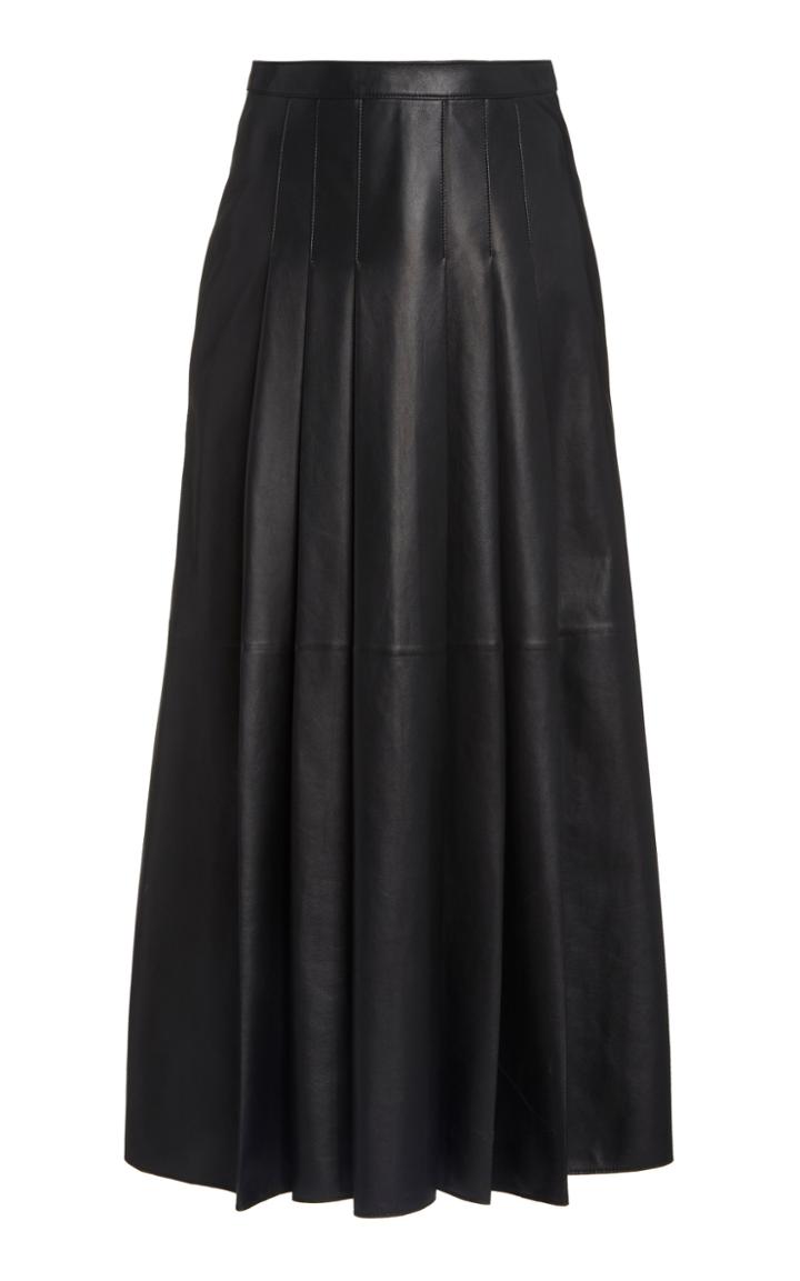 Moda Operandi Gabriela Hearst Klee Pleated Leather Midi Skirt