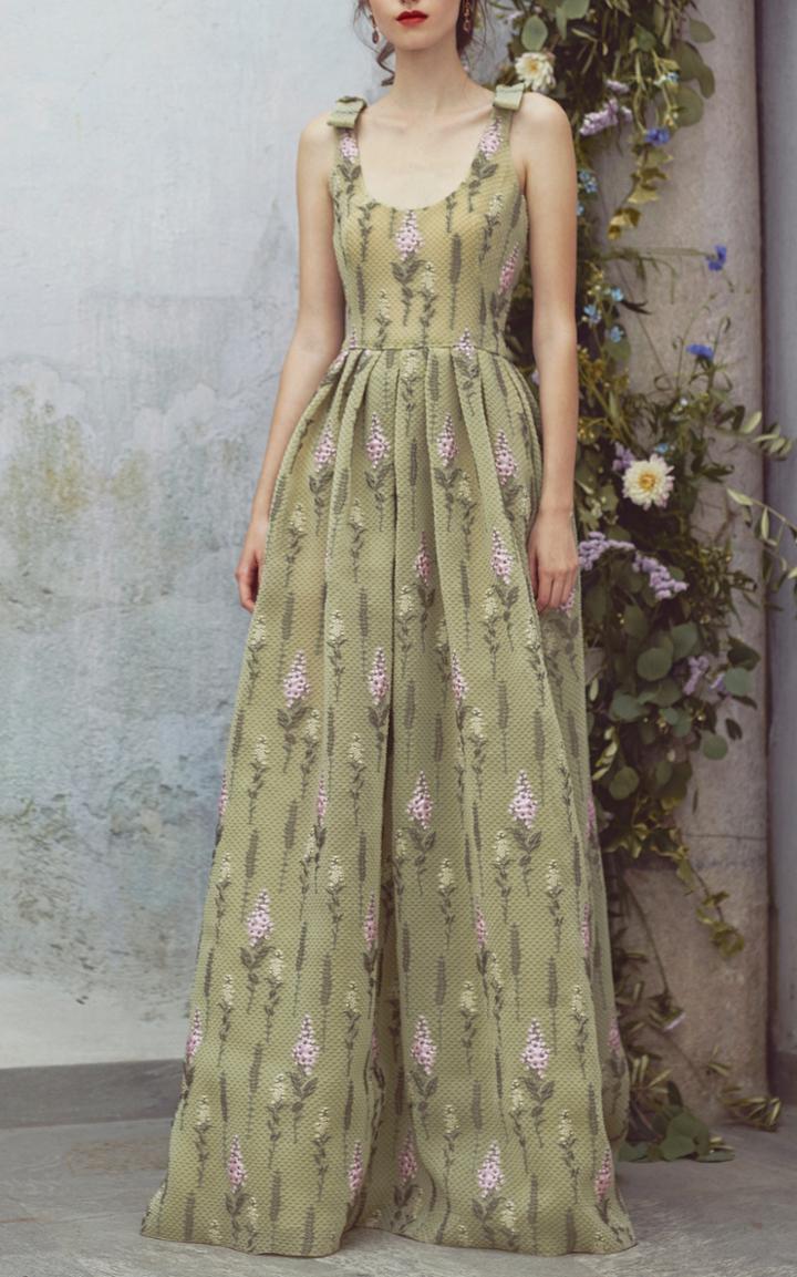Luisa Beccaria Embroidered Sleeveless Full Length Dress