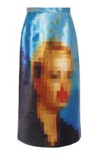 Marni Printed Blurred Satin Pencil Skirt