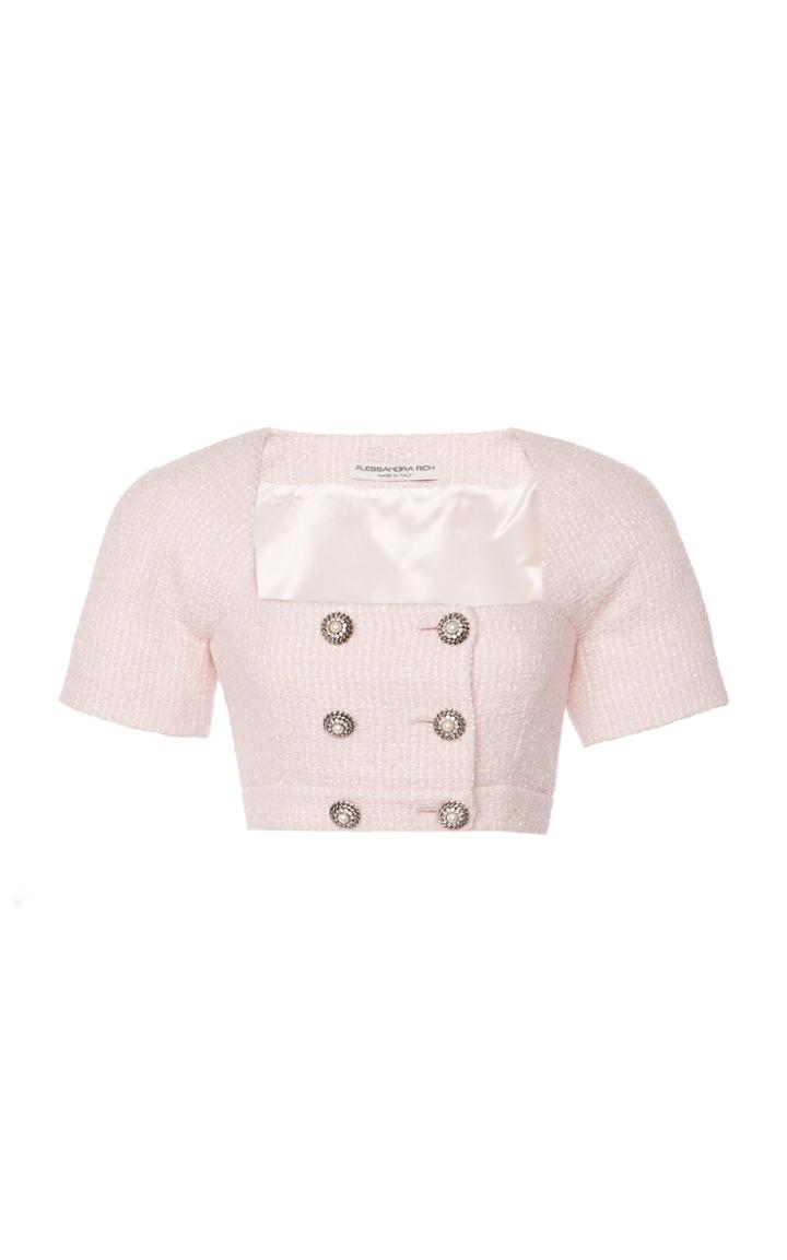 Moda Operandi Alessandra Rich Sequined Wool-blend Cropped Top