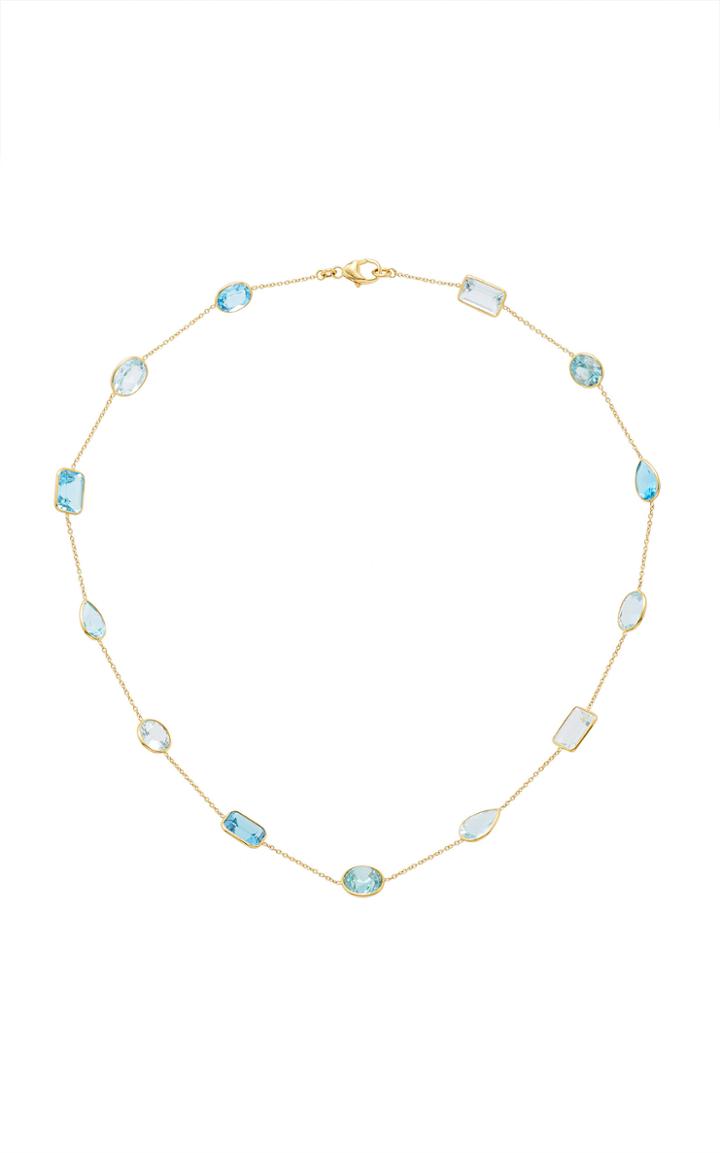 Renee Lewis Antique Aquamarine Topaz Zircon Stone Chain Necklace