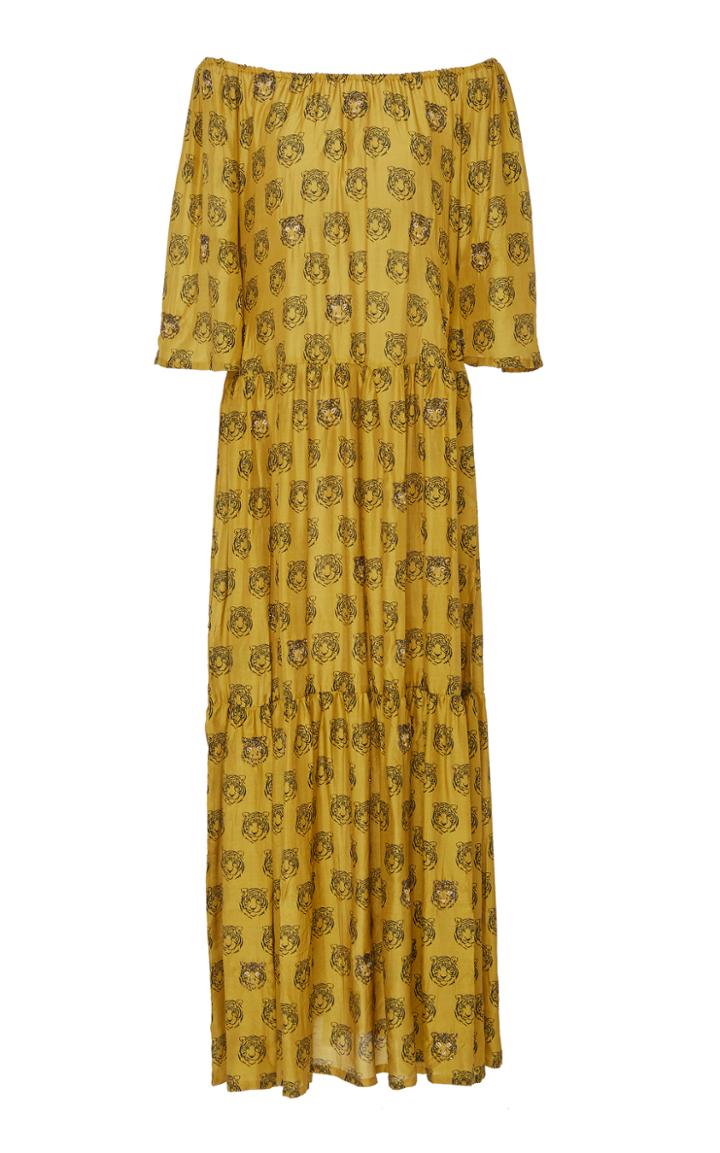 Verandah Printed Off-the-shoulder Maxi Dress