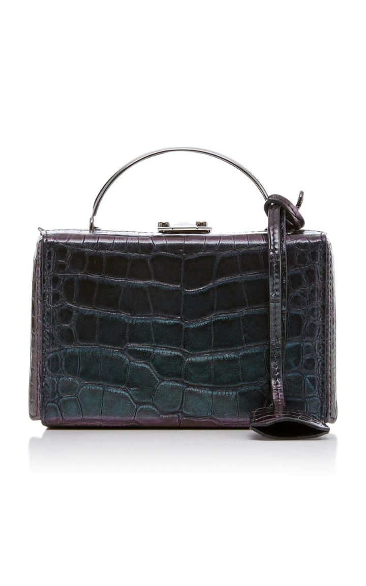 Mark Cross Mini Iridescent Alligator Grace Box Bag