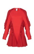 Mugler Ruched Jersey And Crepe De Chine Mini Dress