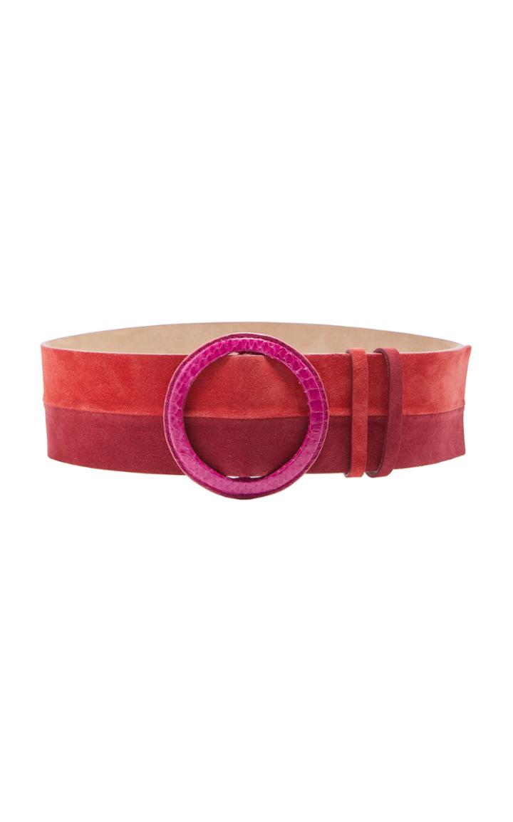Carolina Herrera Wide Suede Belt With Circle Buckle