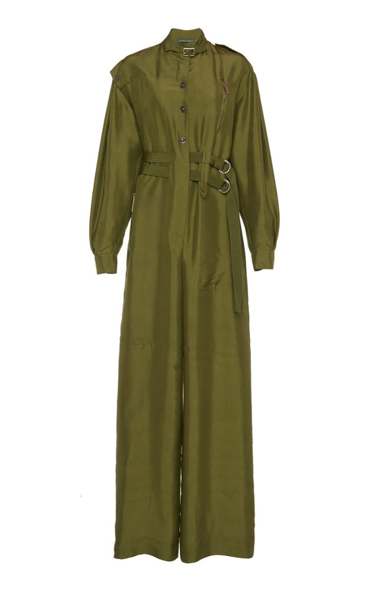Alberta Ferretti Silk Canvas Utility Jumpsuit