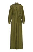 Alberta Ferretti Silk Canvas Utility Jumpsuit