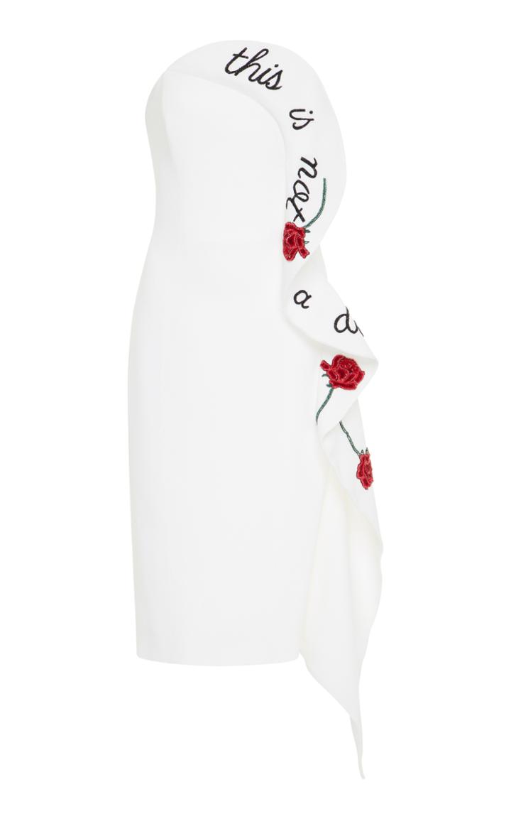 Elizabeth Kennedy Strapless Cocktail Dress With Side Detail And Verbiage