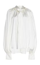A.w.a.k.e. Mode Draped Tie-detailed Crepe De Chine Blouse