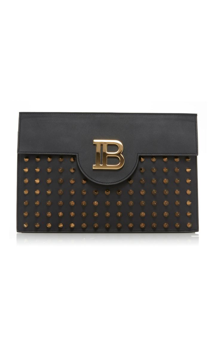 Balmain B-pouch-all Over Spikes Leather Bag