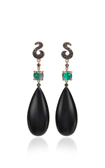 Alasia Twin Set Earrings With Jet And Malachite
