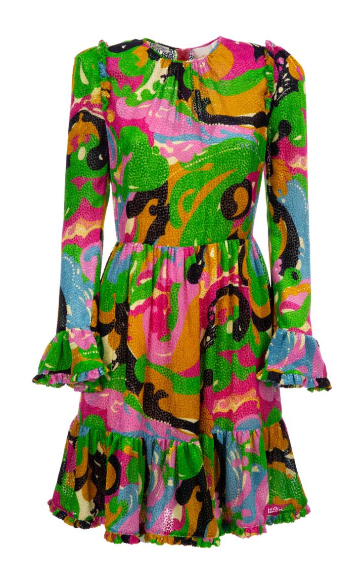 La Doublej Summer Visconti Printed Silk-blend Mini Dress