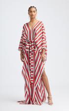 Moda Operandi Oscar De La Renta Striped Silk V-neck Caftan