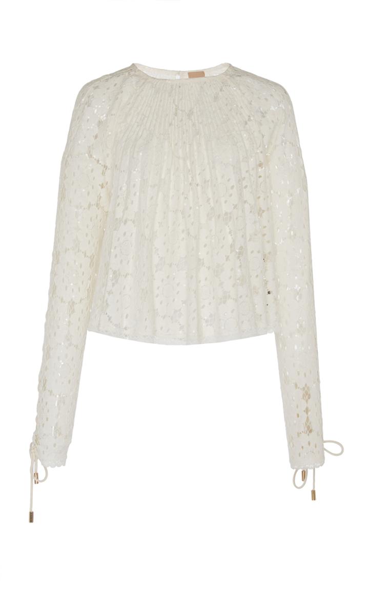 Pascal Millet Lace Long Sleeve Top With Mini Paillettes