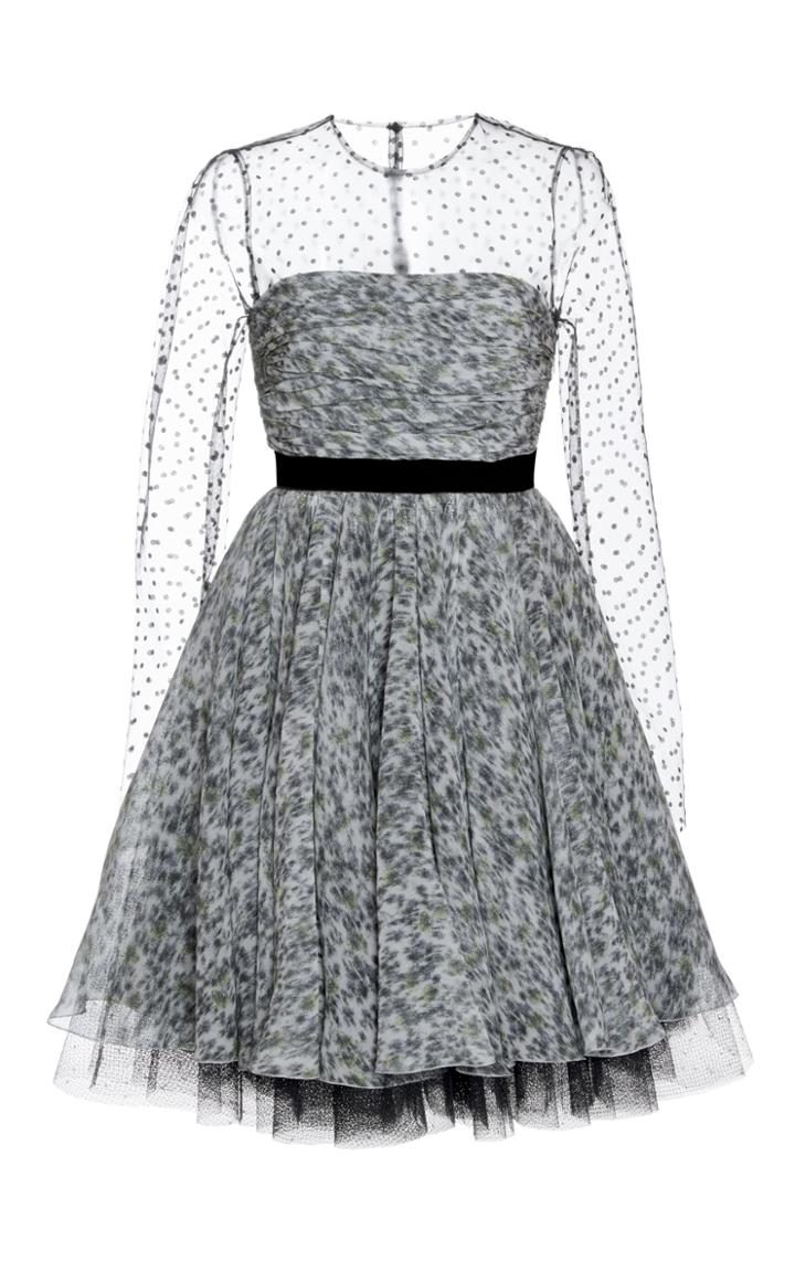 Philosophy Di Lorenzo Serafini Printed Georgette Sheer Bodice Dress