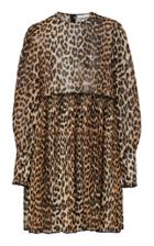 Ganni Leopard-print Georgette Mini Dress