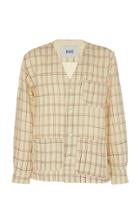 Bode Schoolhouse Plaid Collarless Blazer