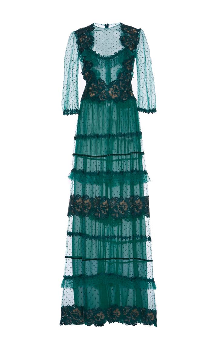 Costarellos Lace Tulle Dress