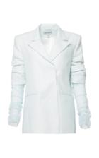 Moda Operandi Mach & Mach Metallic Blazer Dress With Crystallized Sheer Sleeves Size