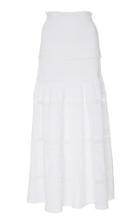 Loveshackfancy Olive Smocked Broderie-detailed Cotton Maxi Skirt