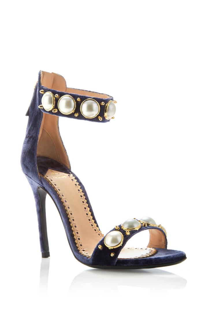 Louis Leeman Velvet Pearl Strap Sandal