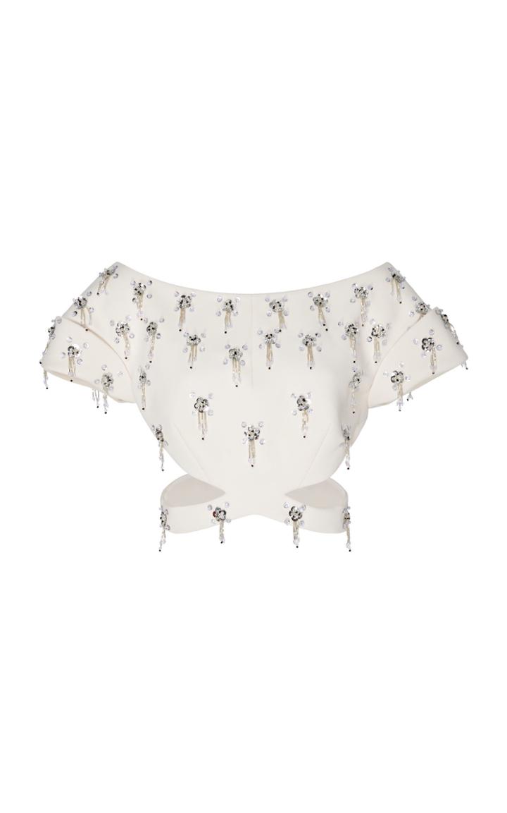 Moda Operandi Zac Posen Crystal-embellished Jersey Cropped Top Size: 0